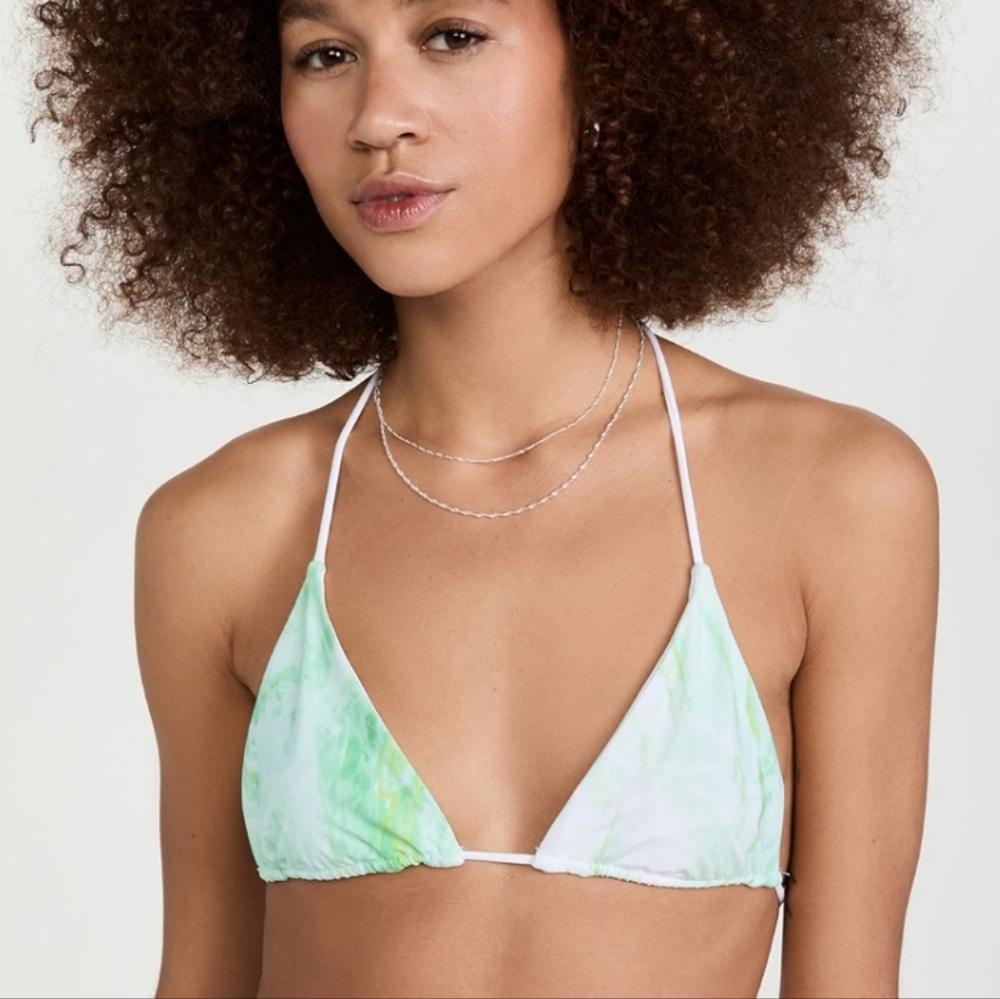 Nwt Good American Matte Tiny Ties Triangle Bikini Top